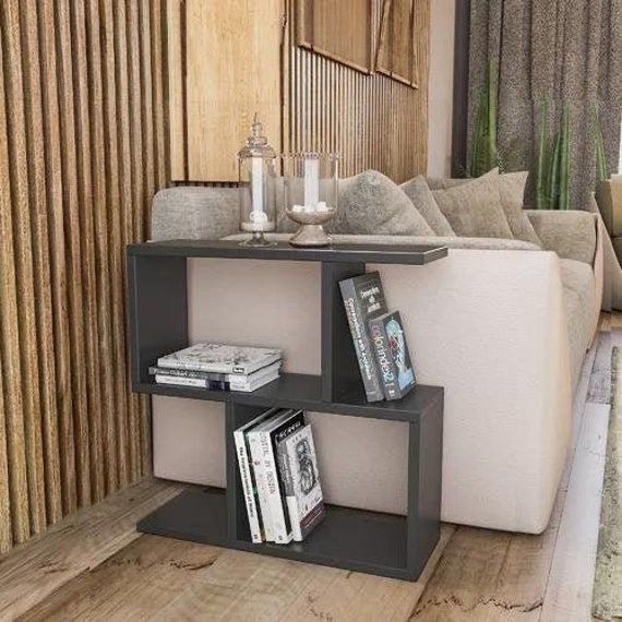 Geometric Design Modern 2-Tier Side Table with Shelves