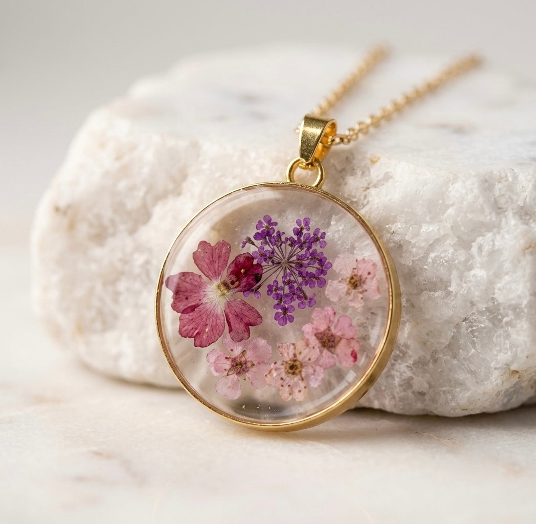 “Jhalkiyan” Pink Real Flowers Pendant (1 Piece)