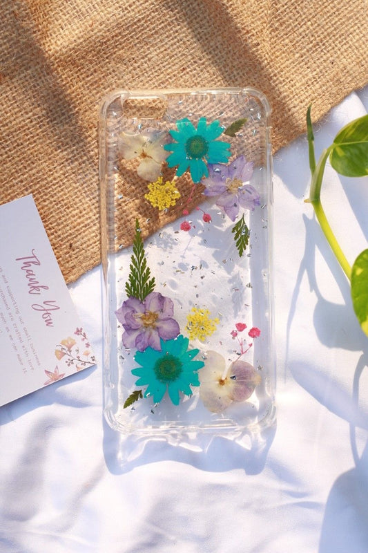 Floral Mobile Cover with Real Pressed Flowers