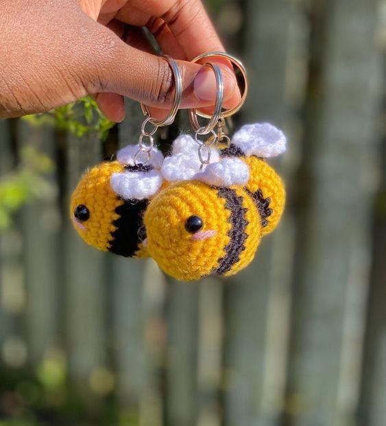 Adorable Crochet Bee Keychain