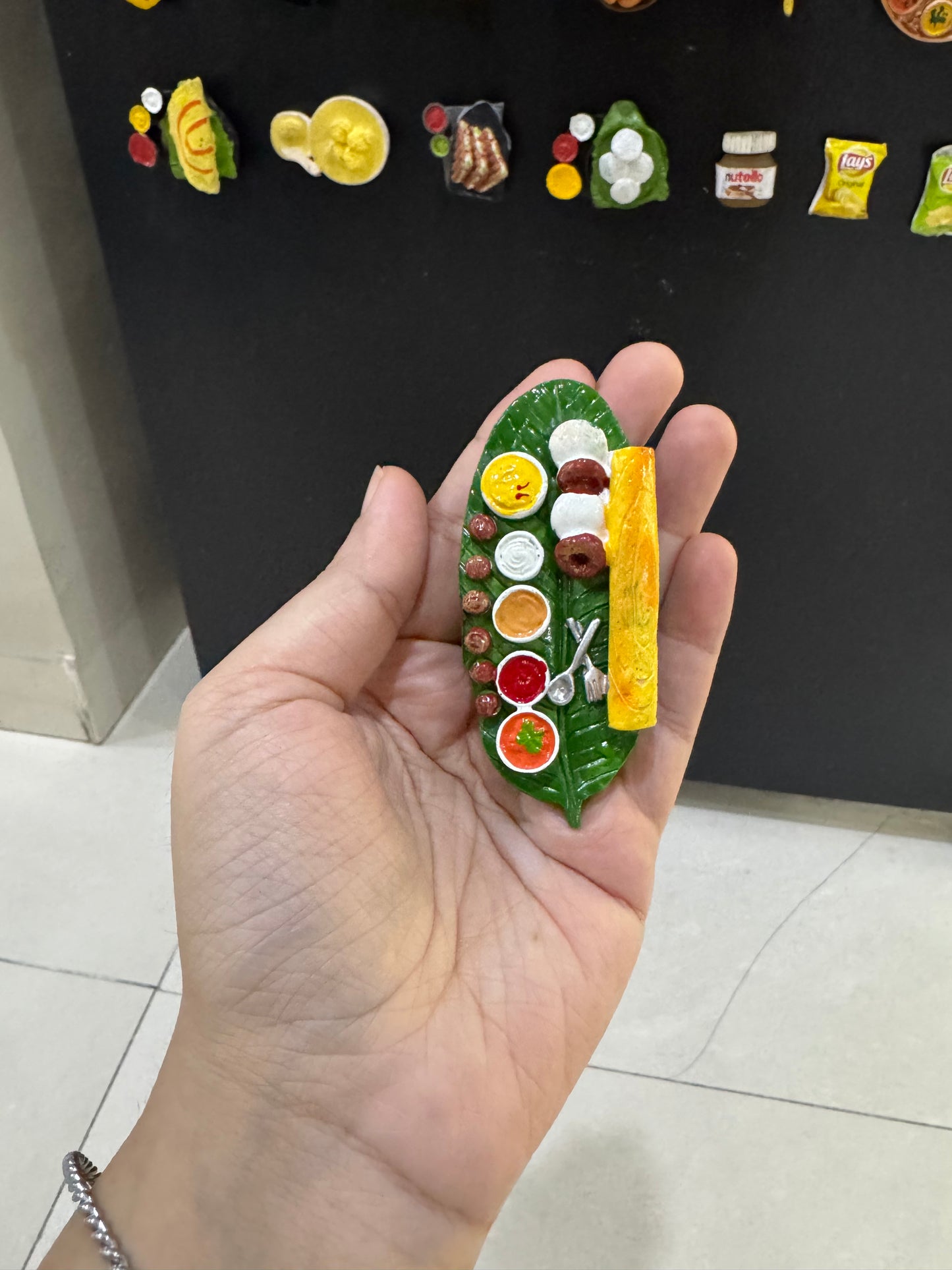 South Indian Large Thali on Banana Leaf Miniature Fridge Magnet