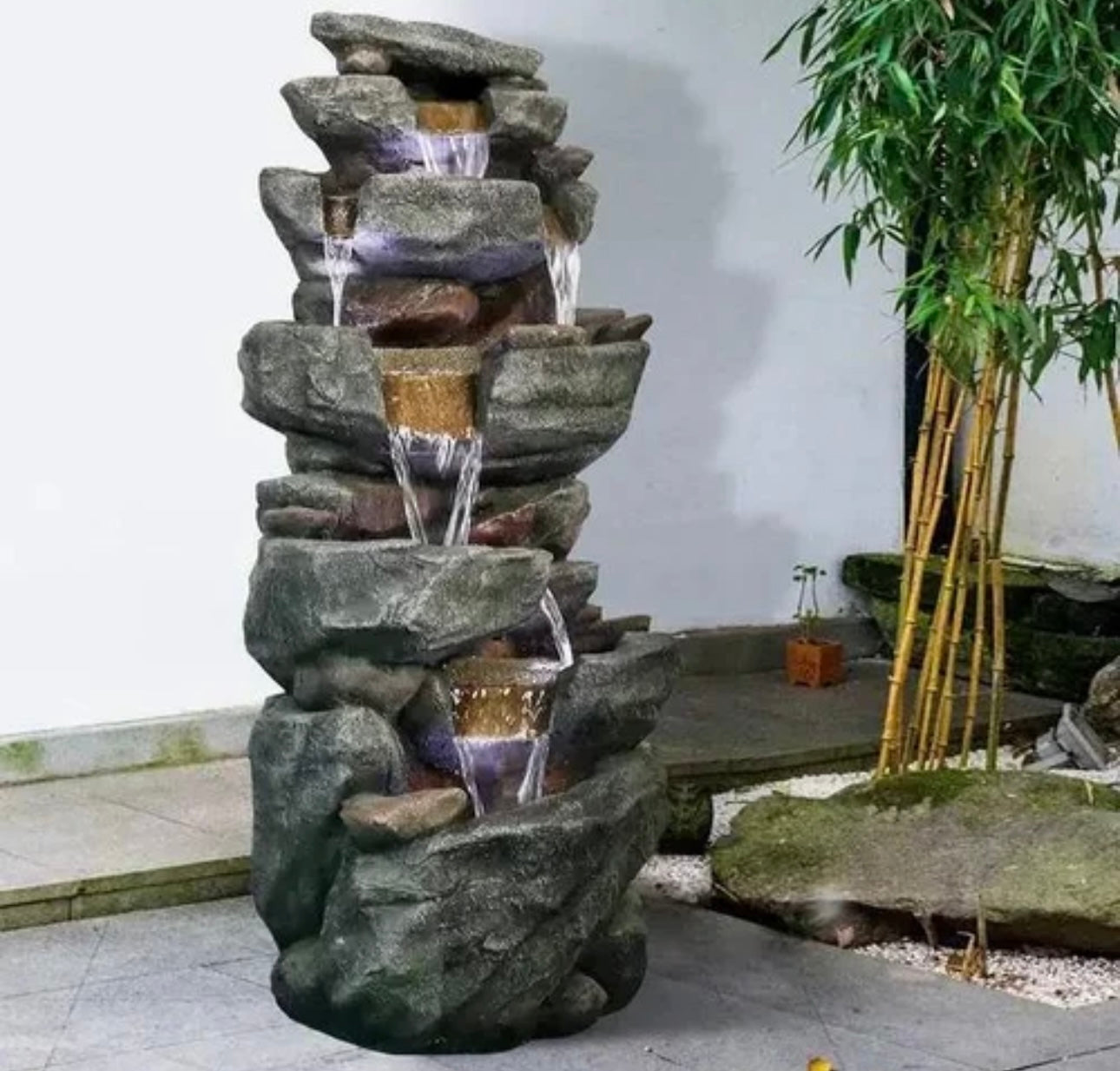 Decorative 5-Tier Artificial Fountain with LED light