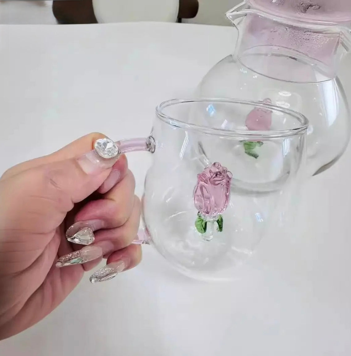 Aesthetic 3D Crystal Rose Inside Mug