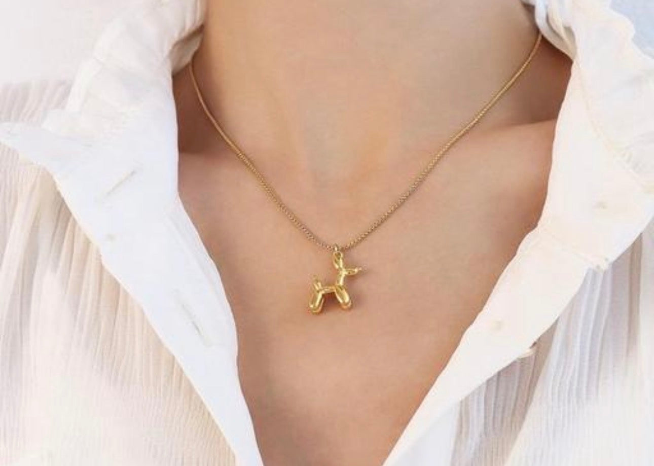 Minimalist Anti Tarnish Gold Plated Balloon Dog Pendant