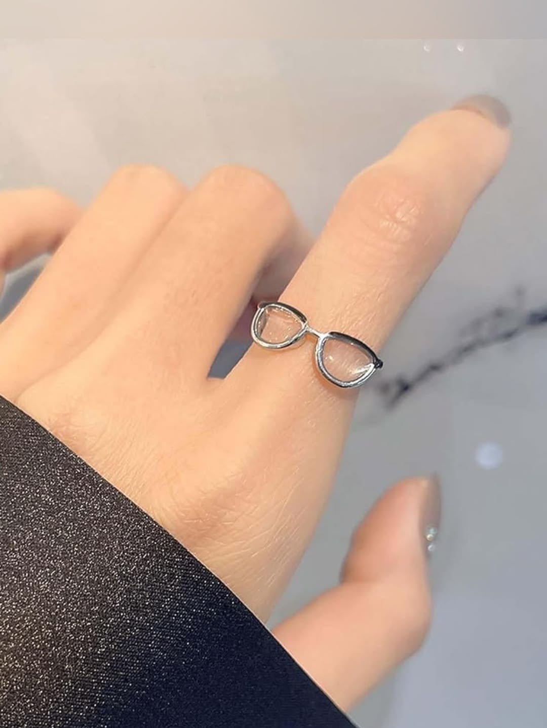 Cute Glasses Ring | Miniature Glasses Shape Ring Adjustable