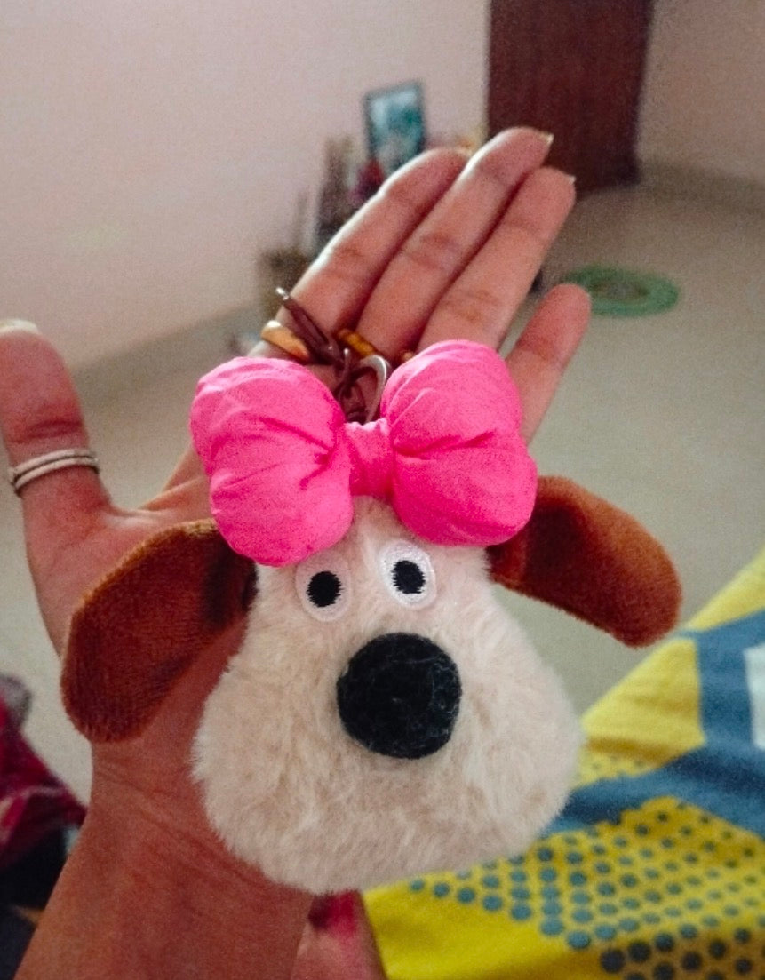 Cute Faux Fur Plushy Dog Keychain
