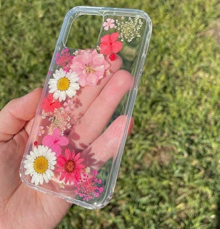 Floral Mobile Cover with Real Pressed Flowers