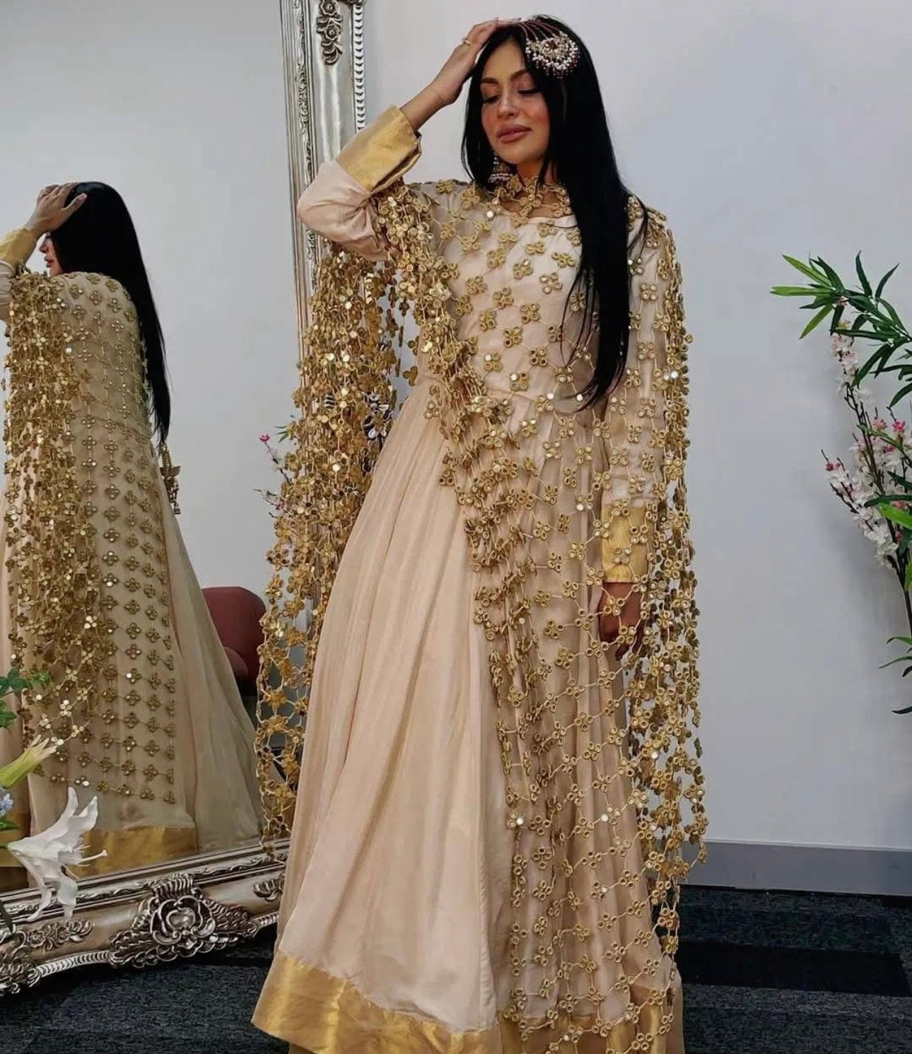 Exclusive Handmade Statement Mirror Jaal Dupatta