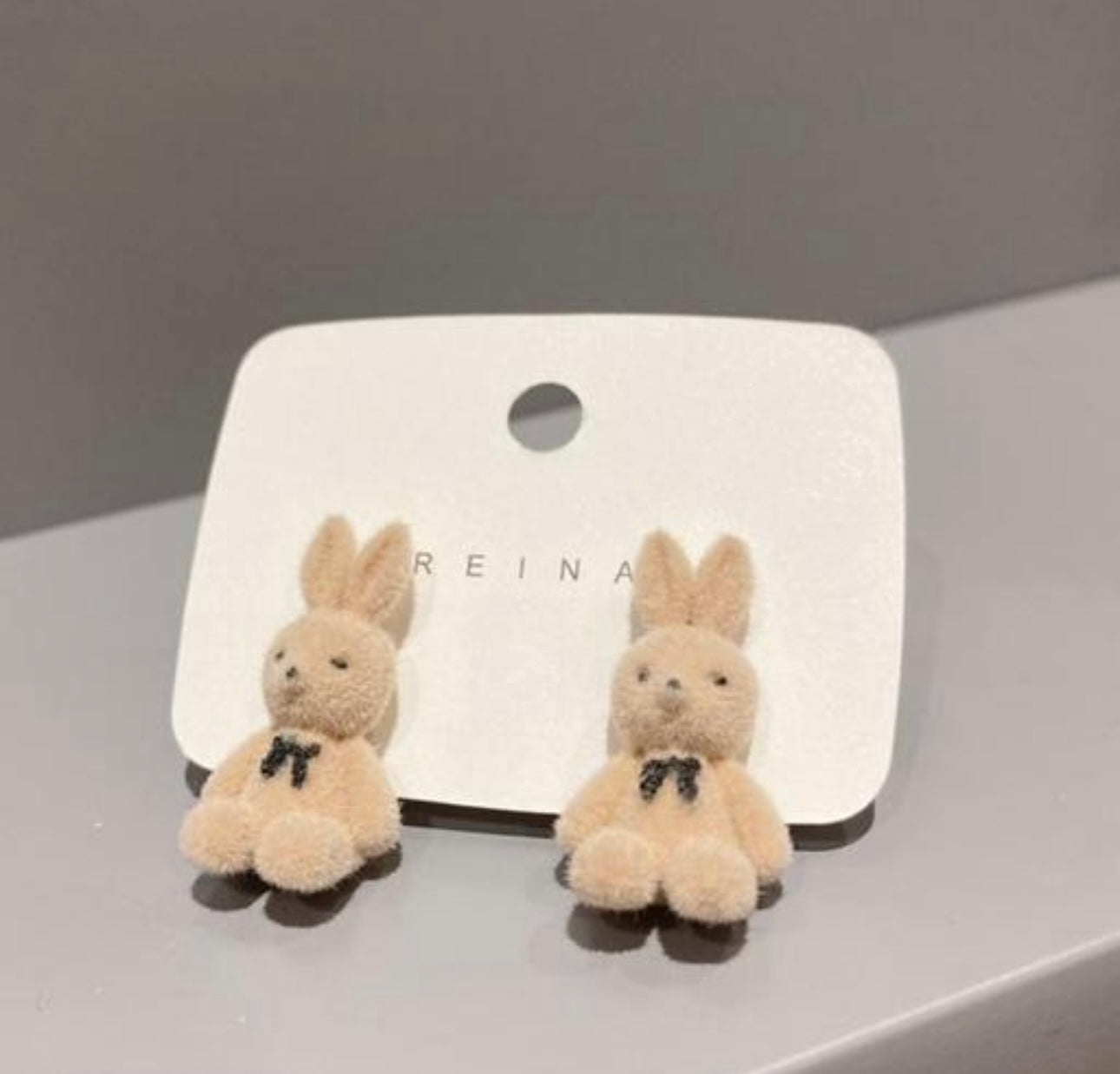 Cute Mini Bear & Bunny Plush Earrings - 2 Pairs