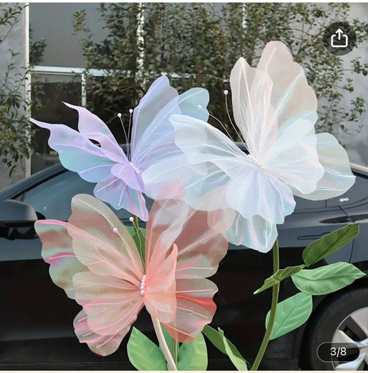 Organza Fabric Butterflies (without Stand)