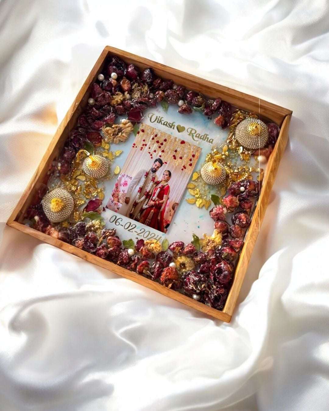 Varmala/Garland/Kaleera Preservation in Wooden Frame