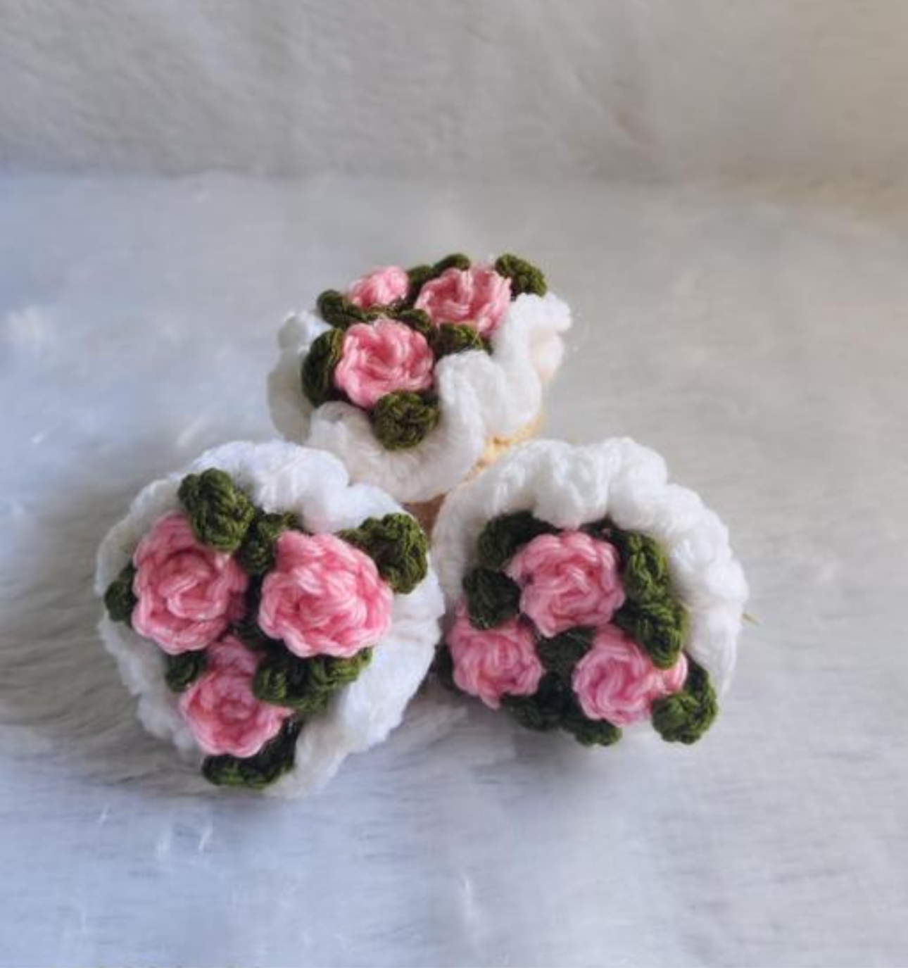 Crochet Mini Rose Bouquet Keychain