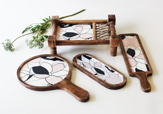 Exclusive Handmade Wooden Platters Gift Set of 4