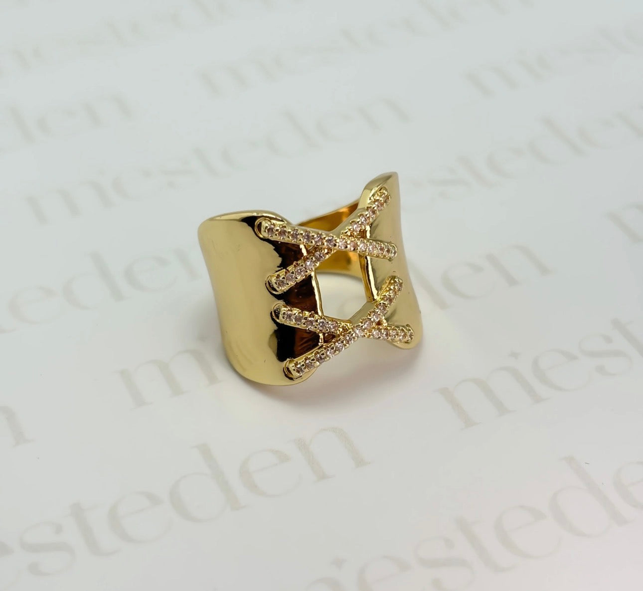 Elegant Gold Plated Corset Design Ring