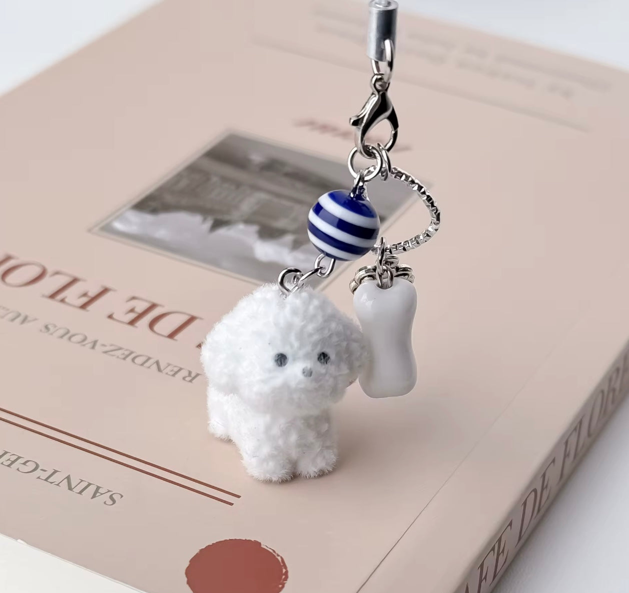 Adorable Soft Cute Plushy Dog Keychain / Stuffed Animal Keychain