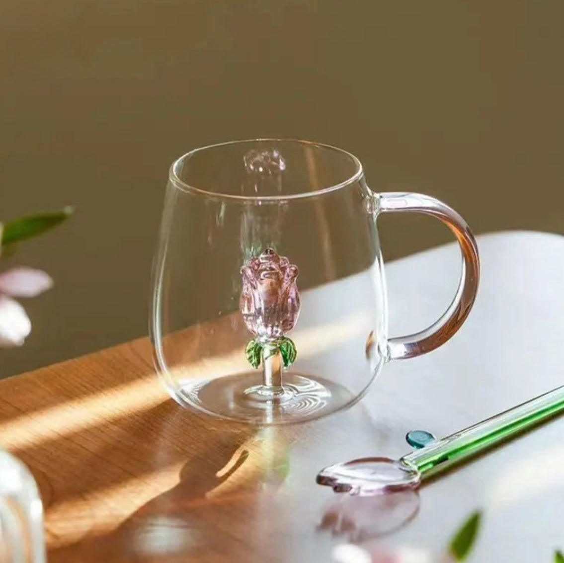 Aesthetic 3D Crystal Rose Inside Mug