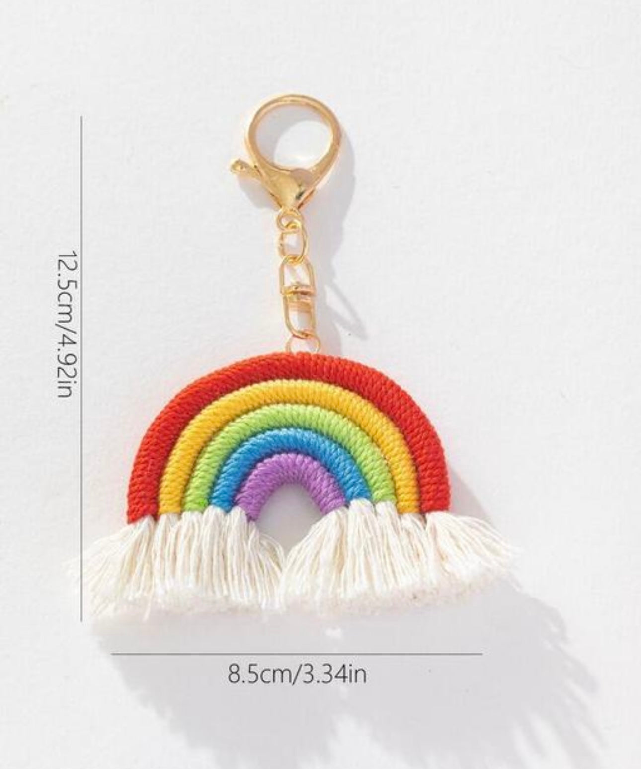 Handmade Macrame Rainbow Keychain with Tassels