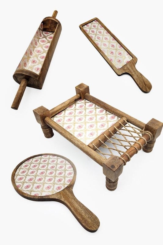 Exclusive Handmade Wooden Platters Gift Set of 4