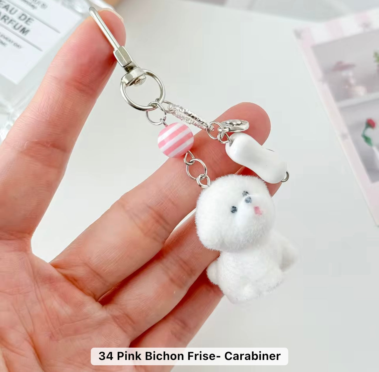 Adorable Soft Cute Plushy Dog Keychain / Stuffed Animal Keychain