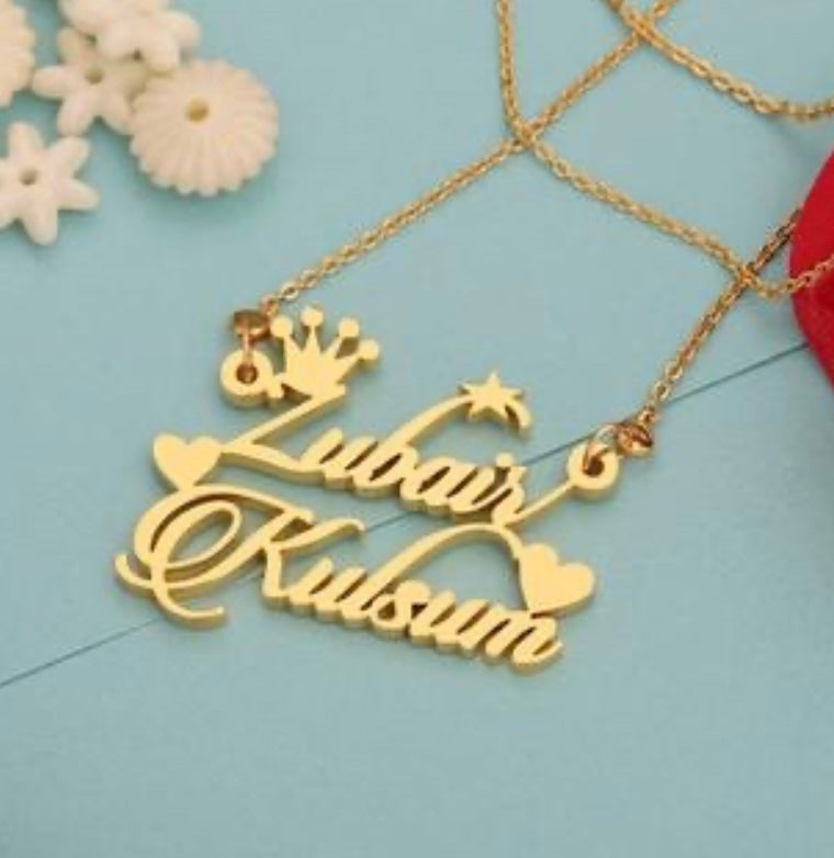 Couple Name / Double Name Personalised Gold Plated Pendant