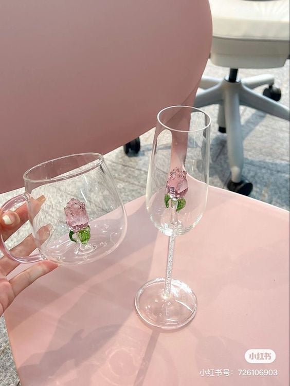 Aesthetic 3D Crystal Rose Inside Mug