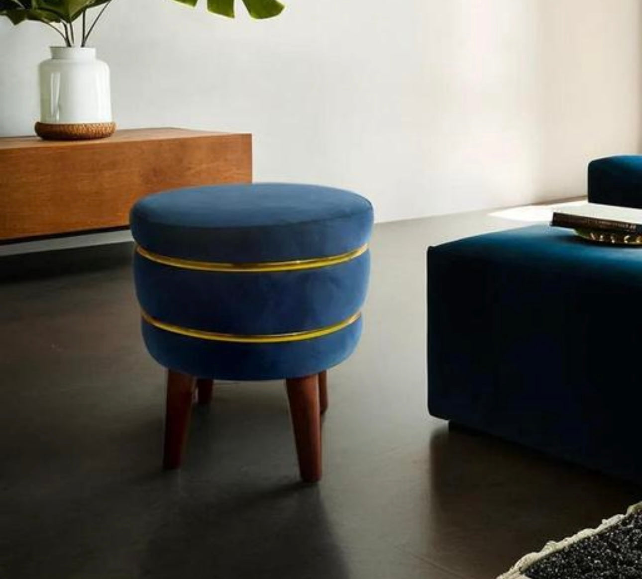 Deluxe Velvet Ottoman Pouffee