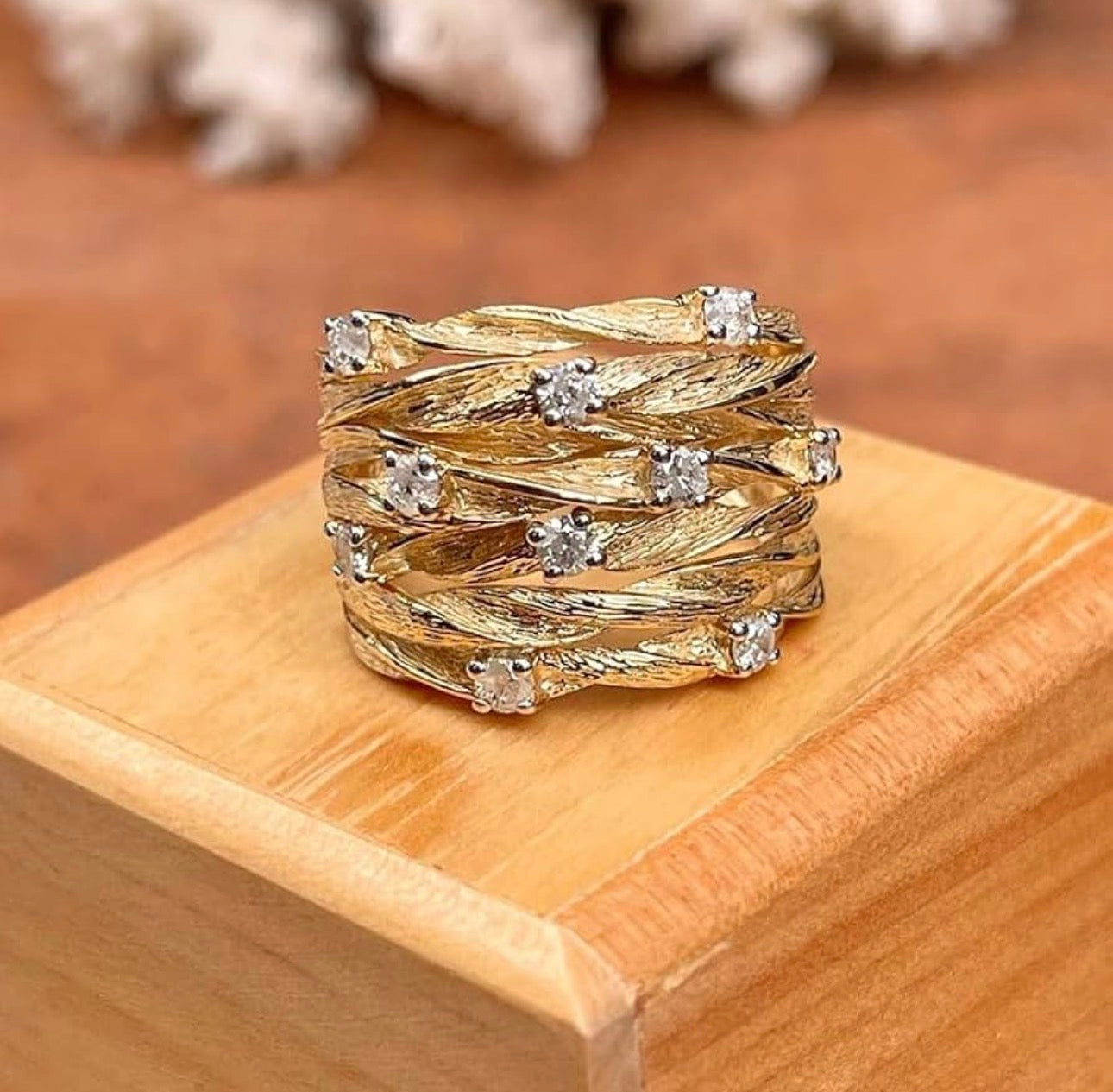 Luxe Gold Statement Twisted Vine Ring