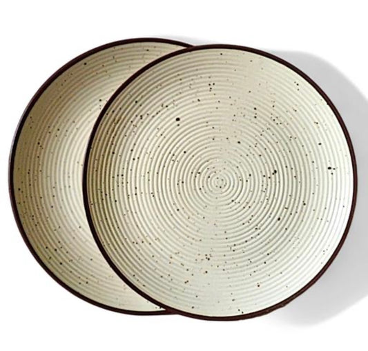 Classic Stoneware Large Size Dinner Plates - Set of 2