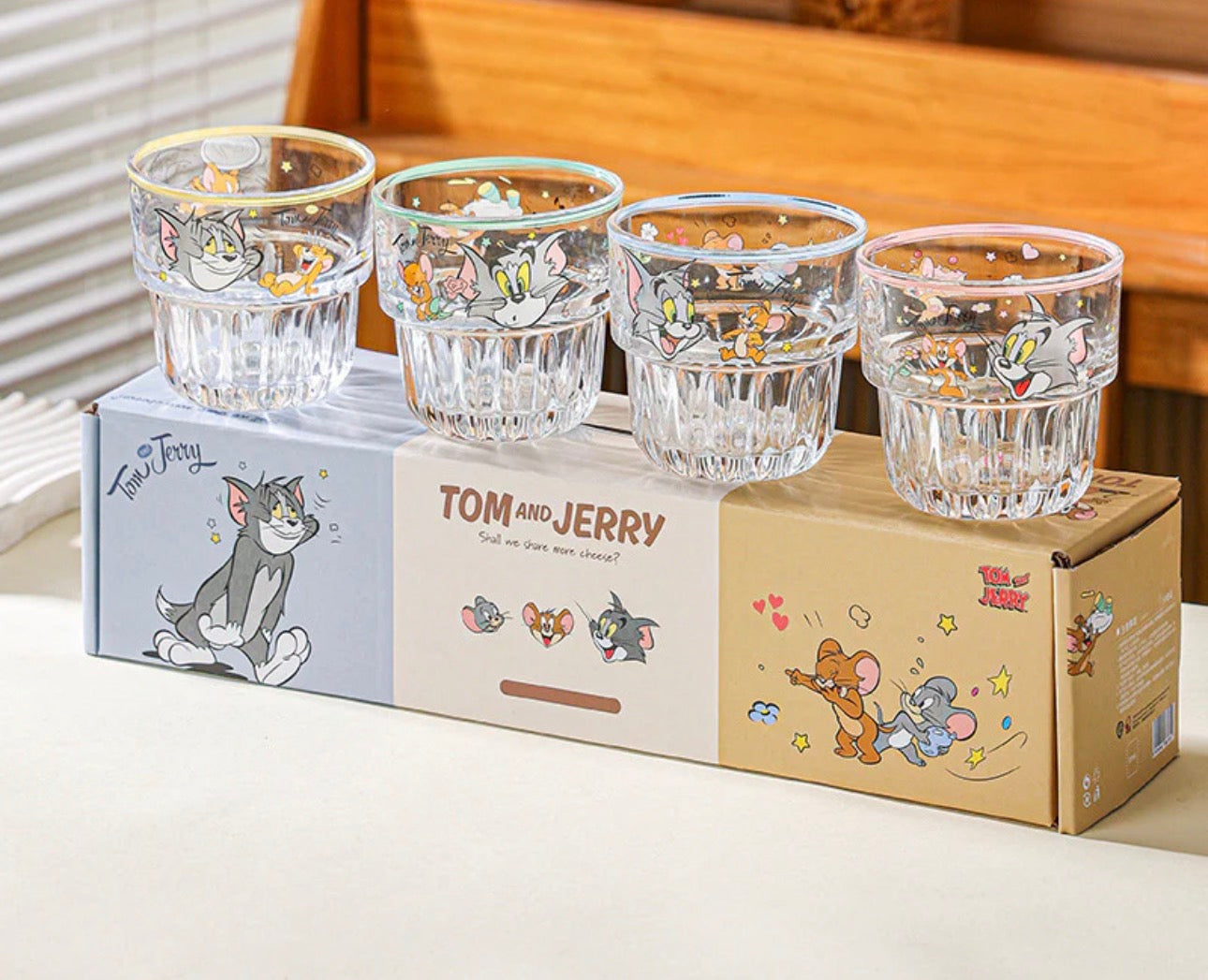 Tom & Jerry Stackable Glasses - Set of 4