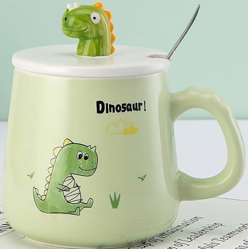 Dino Mug with Lid & Stirrer