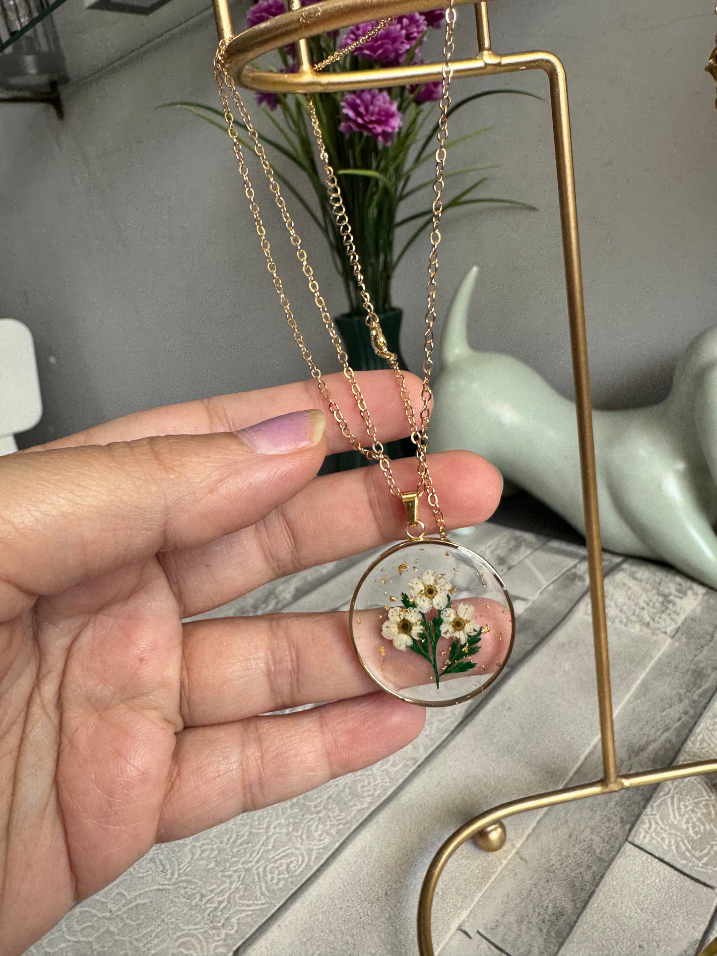 Pendants with Real Pressed Flowers