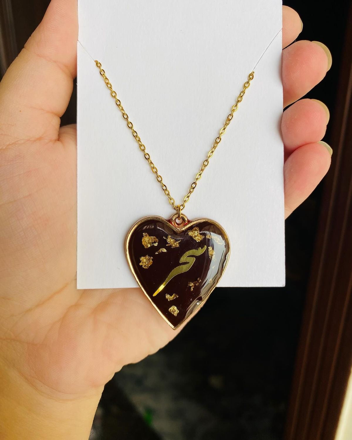 Heart Pendant with Real Rose Petals