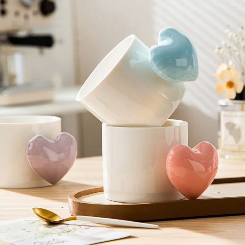 Trending 3D Pink Heart Handle Mug