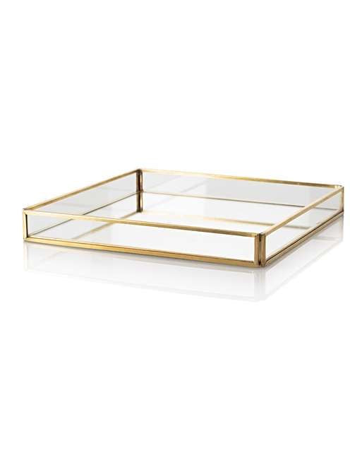 Gold Square Mirror Vanity Tray