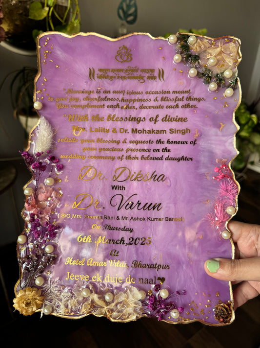 Customised Lavender Wedding Invitation Card