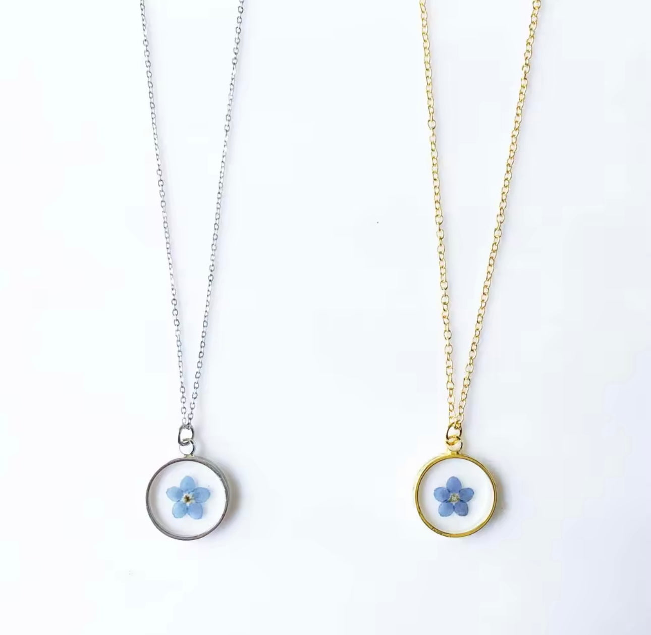 Petite Pendant with Real Forget-Me-Not Flower