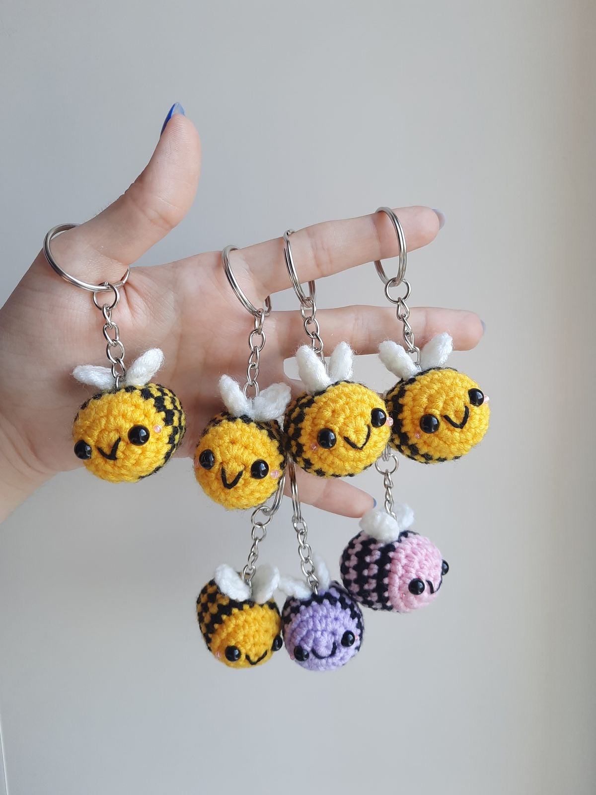 Adorable Crochet Honey Bee / Bumblebee Keychain