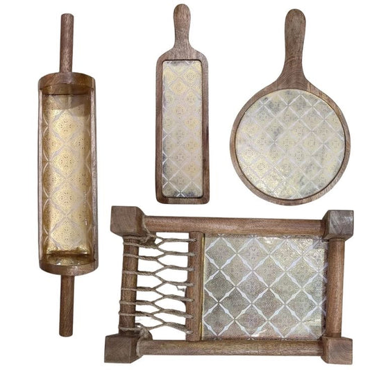Exclusive Handmade Wooden Platters Gift Set of 4