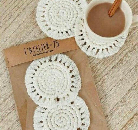 Boho Macrame Coasters- Set of 4