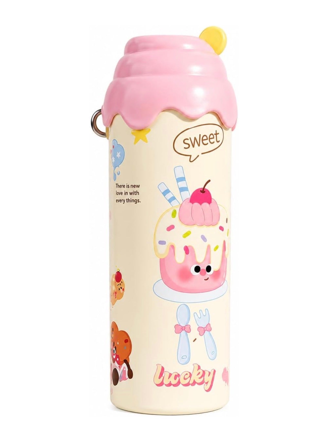 Cute Ice Cream Insulated Tumbler with Straw (600 ml)