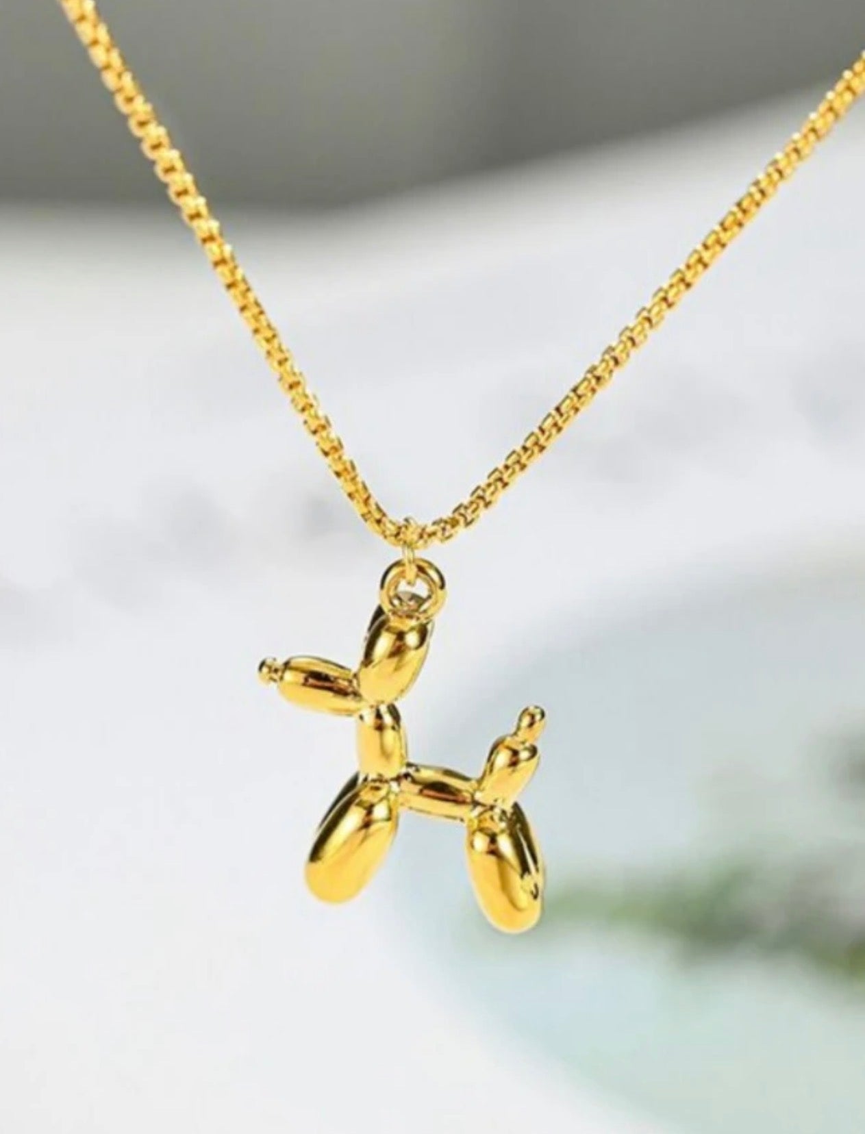 Minimalist Anti Tarnish Gold Plated Balloon Dog Pendant