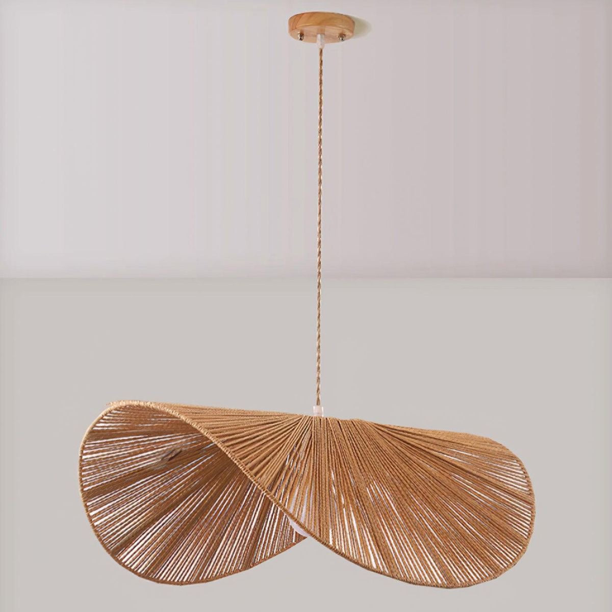 Farmhouse Rustic Rattan Woven Pendant Light | Straw Hat Modern Hanging Pendant Light