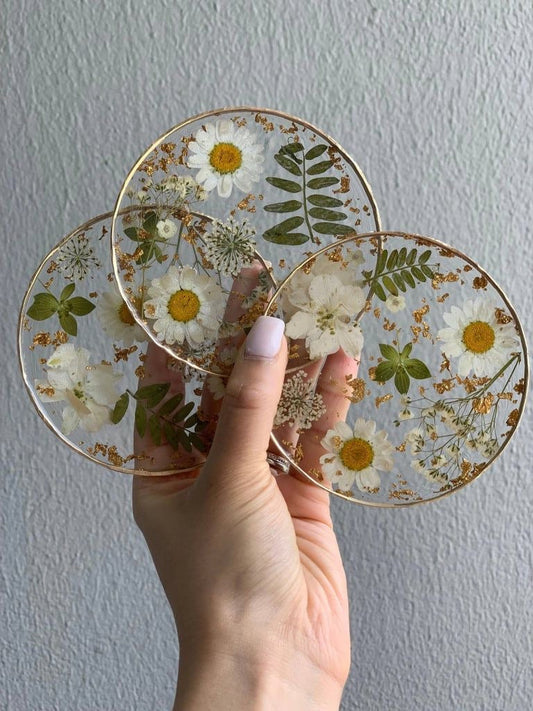 Coasters with Real Pressed Flowers