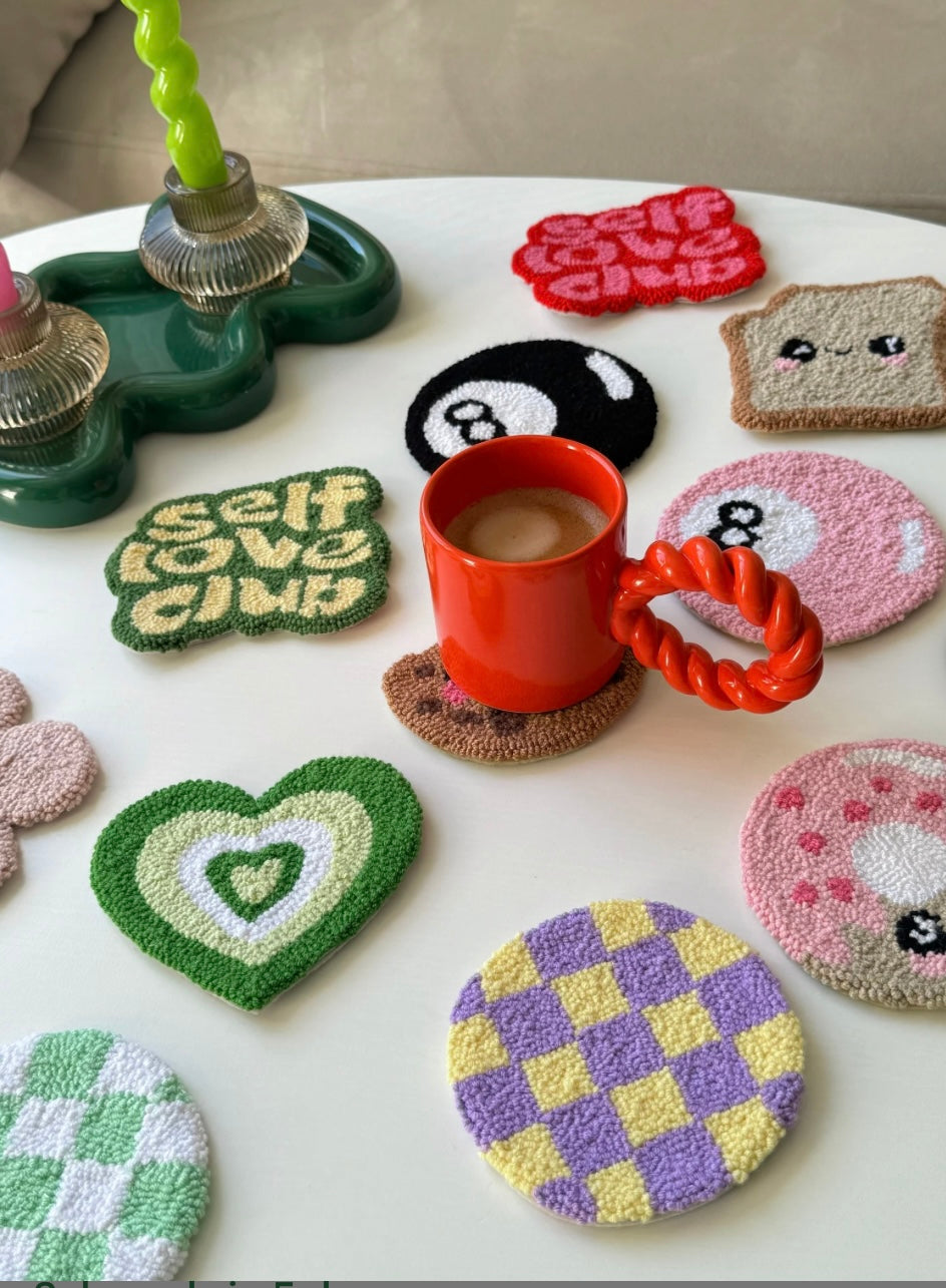 Exclusive Quirky Handmade Punch Needle Mug Rugs / Coasters