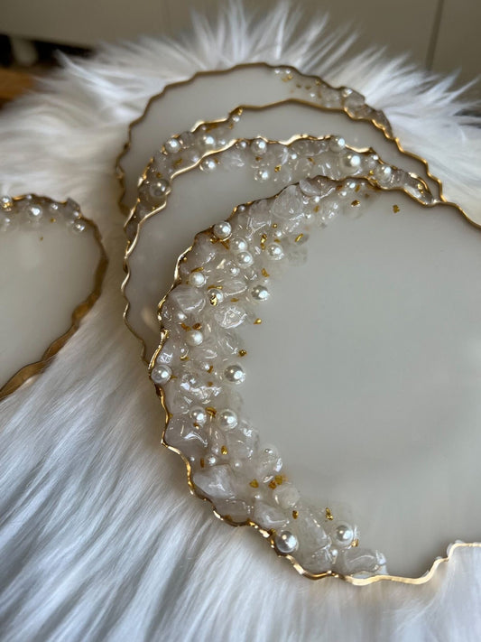 Pearl White Luxe Coasters Set