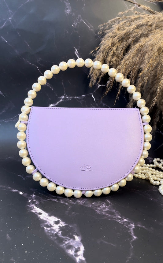 Elegant Halo Handbag with Pearls Detailing