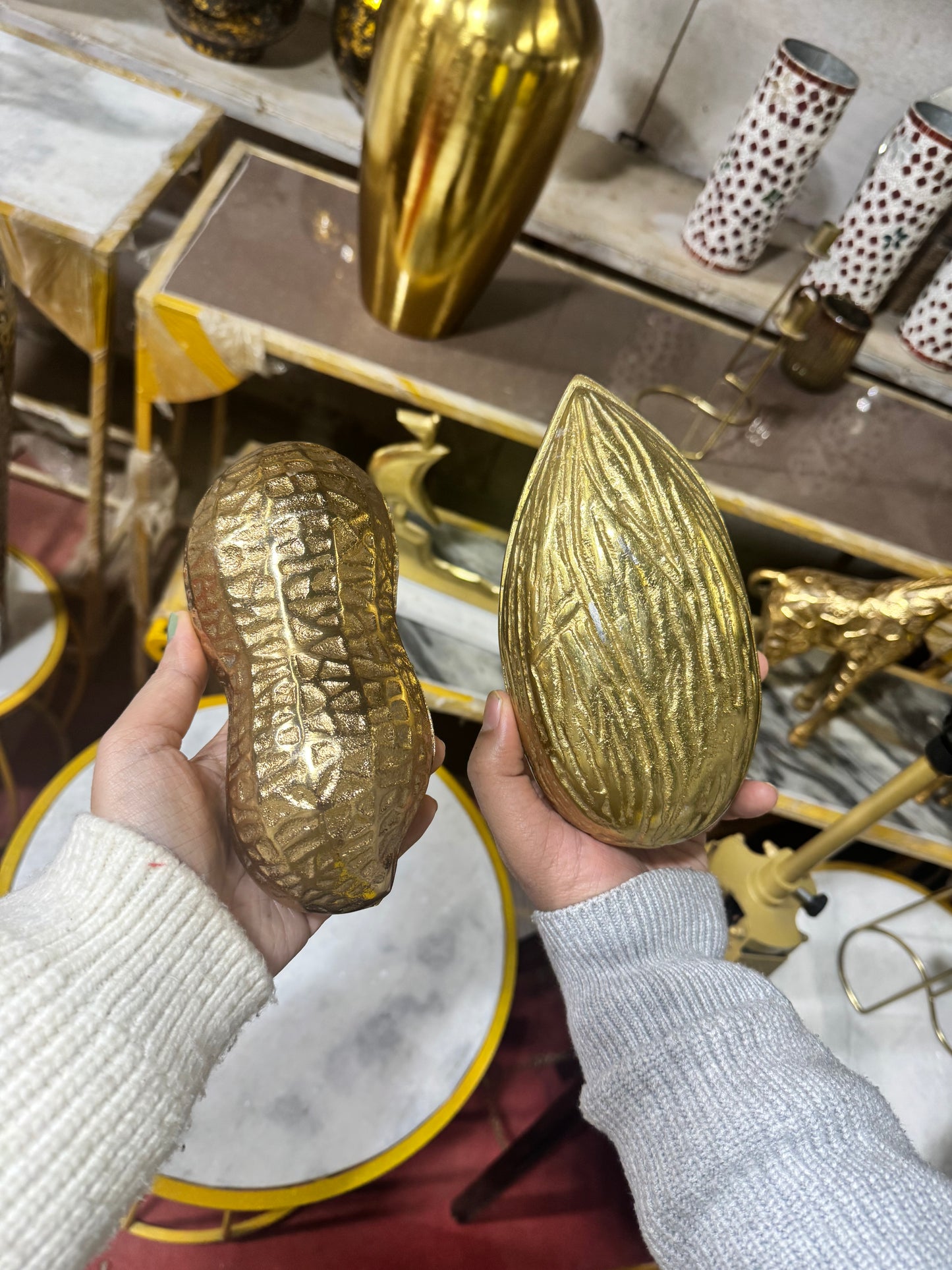 Luxe Gold Decorative Multipurpose Almond Shape Trinket Tray