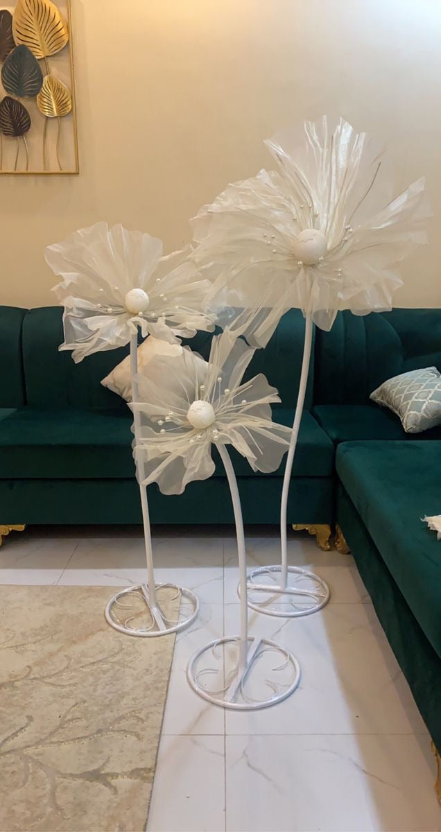 Organza Fabric Flowers with 1 branch Stand Combo