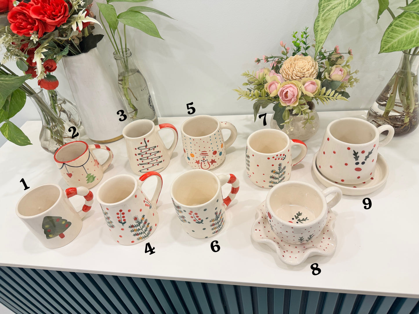 Merry Christmas Mugs Combo - Set of 9
