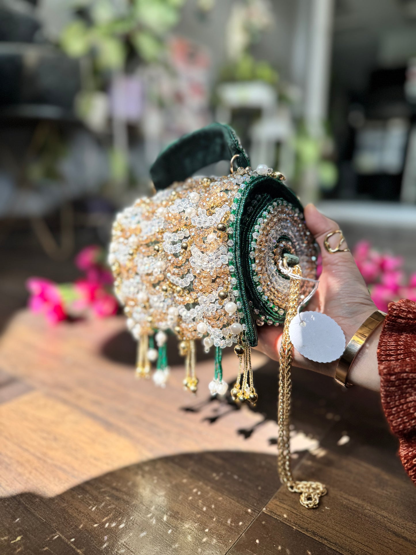 Shimmering Embellished Pearl & Rhinestone Bridal Bag / Party Bag